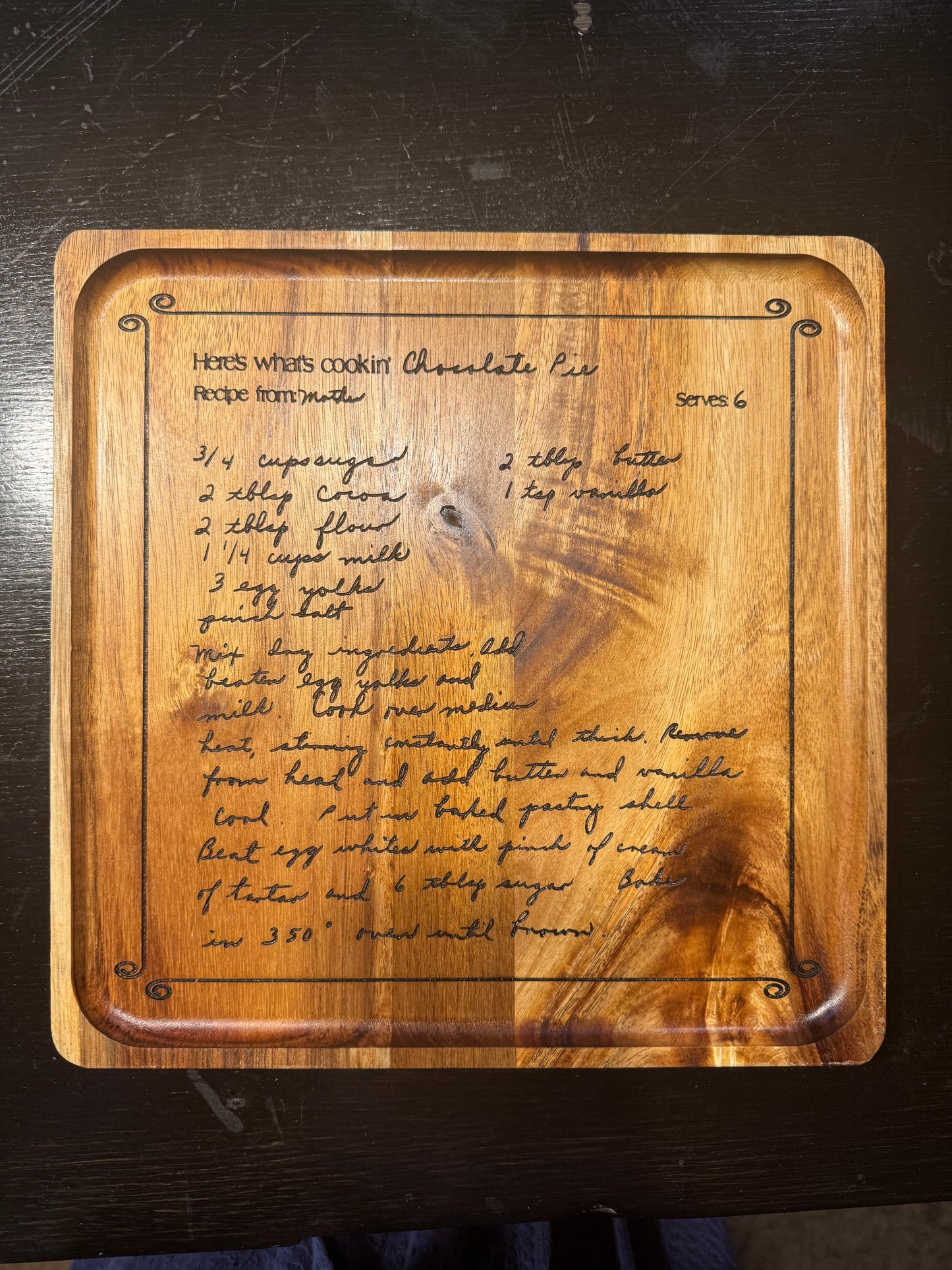 RECIPE engraved tray or cutting board - CUSTOM