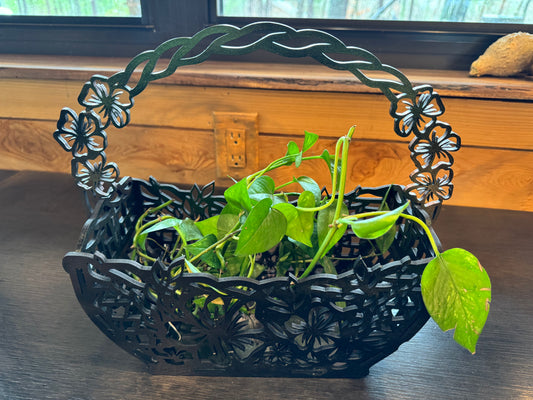 Handcrafted Wooden Easter Basket – Intricate Laser-Cut Design