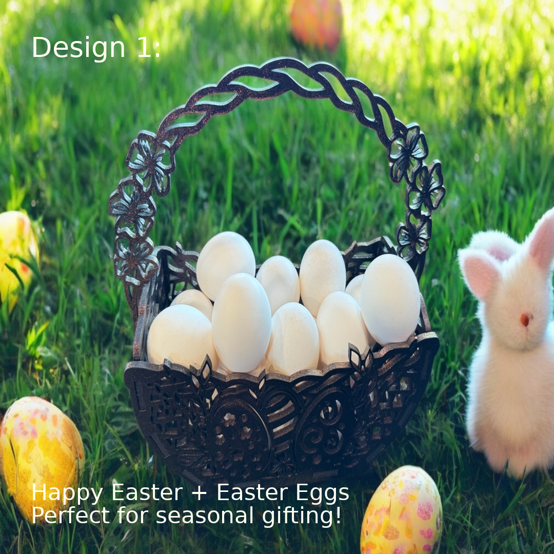 Handcrafted Wooden Easter Basket – Intricate Laser-Cut Design