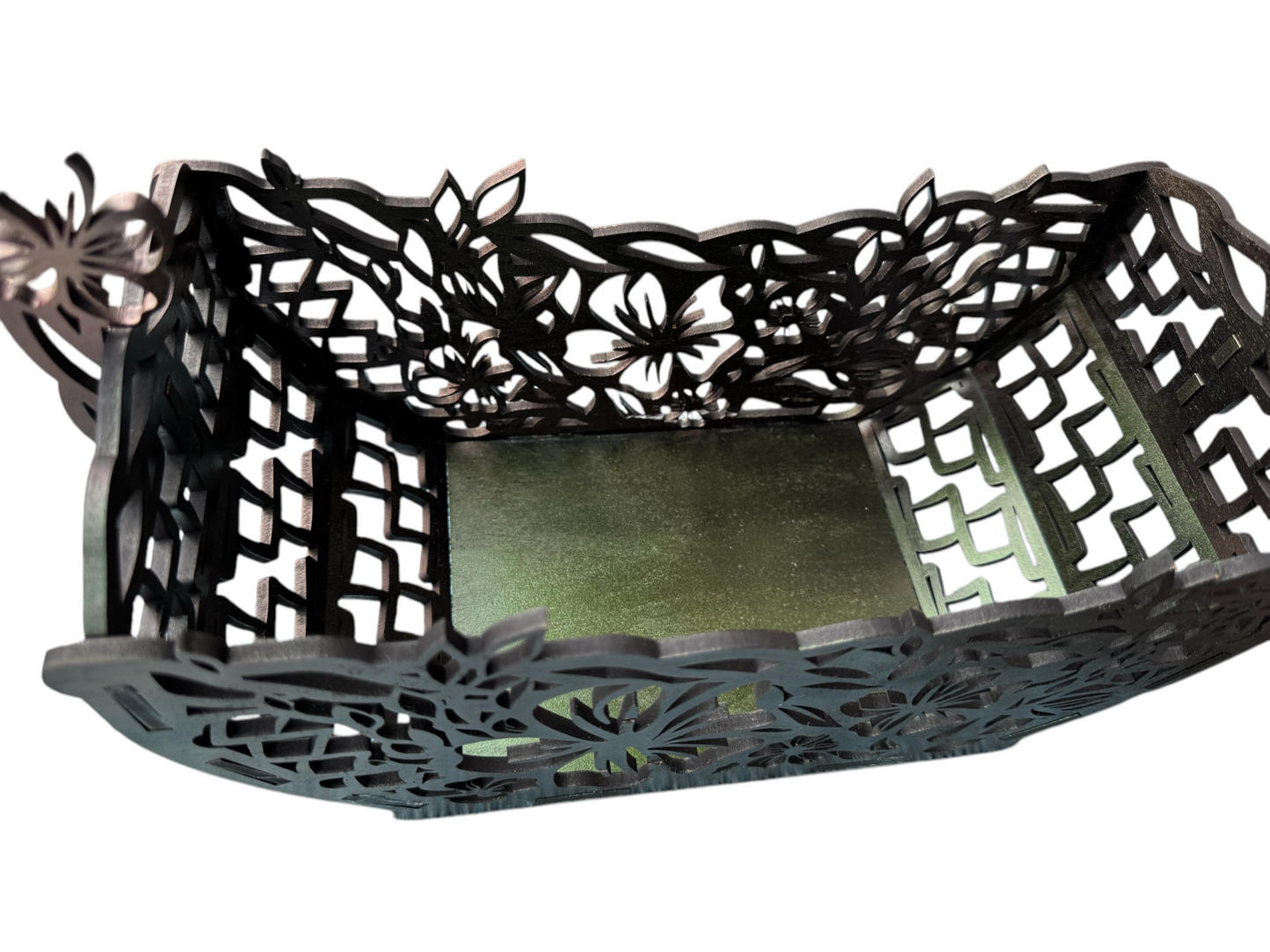 Handcrafted Wooden Easter Basket – Intricate Laser-Cut Design