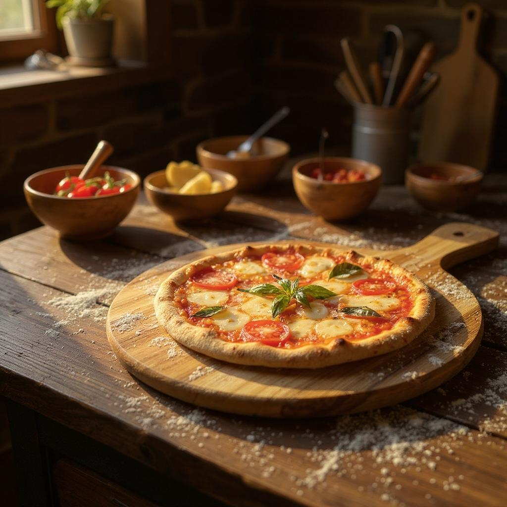 Round Pizza Board with Handle