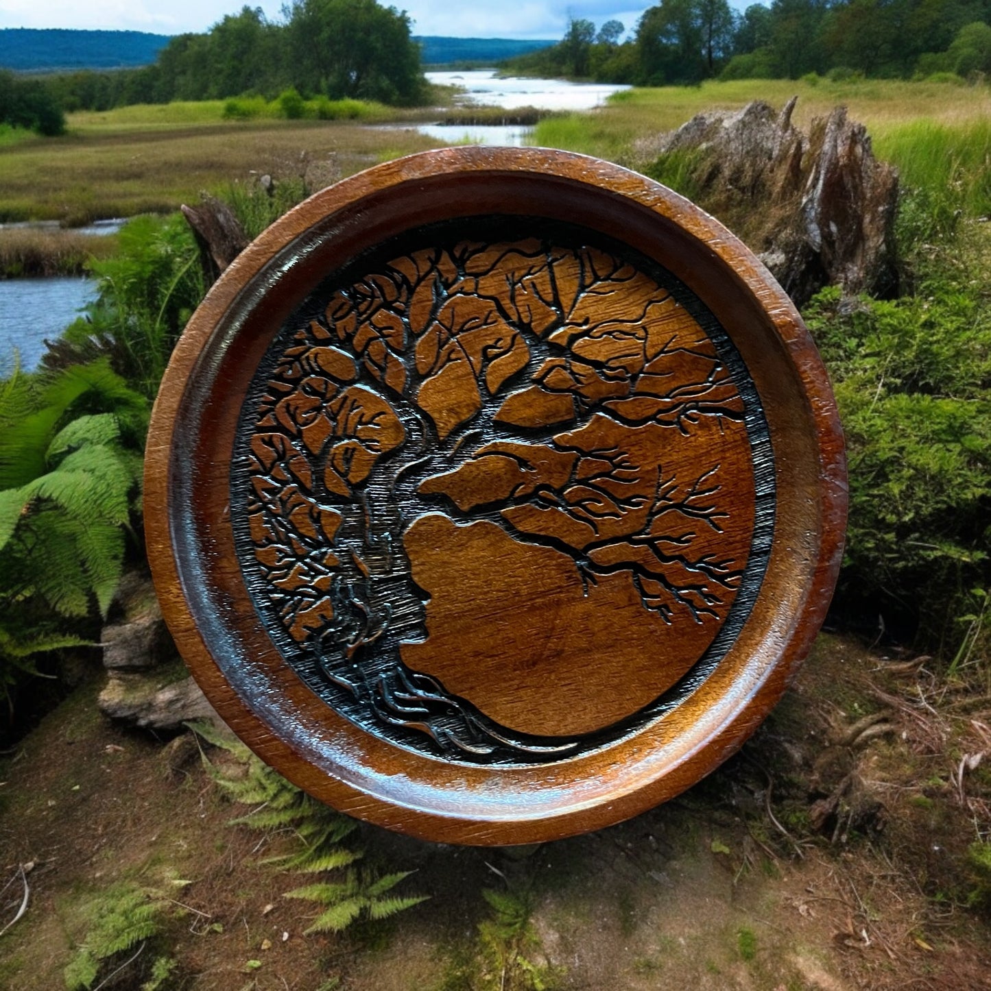 Tree of Life Engraved Acacia Tray