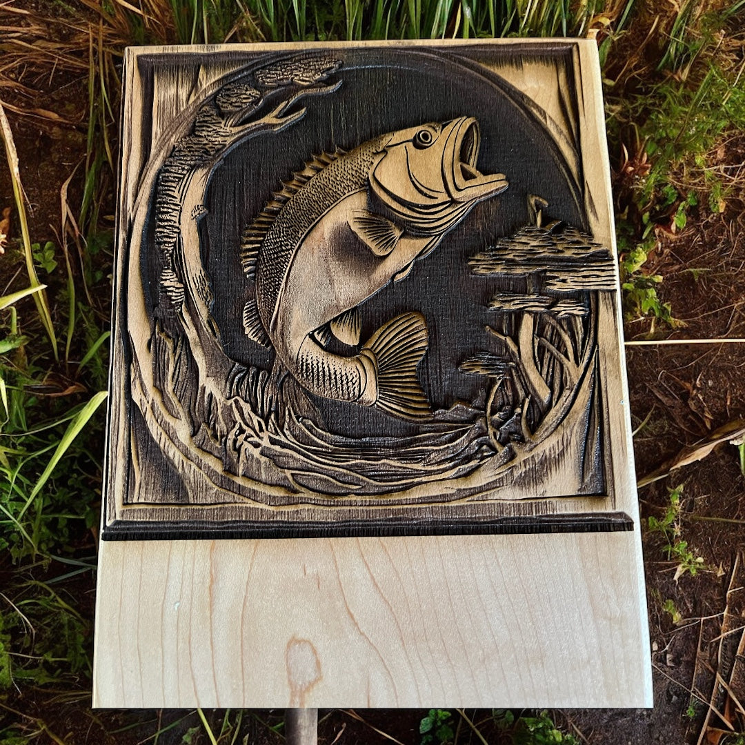 Trophy Bass 3D Engraved Plaque