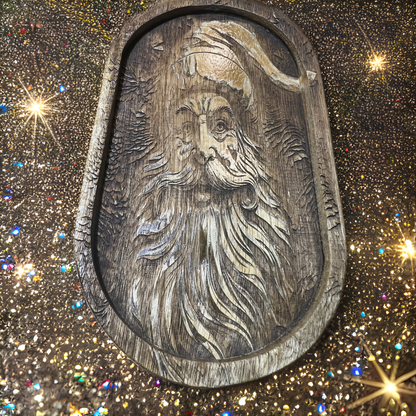 Olde World St. Nick Engraved Acacia Wood Trinket Tray