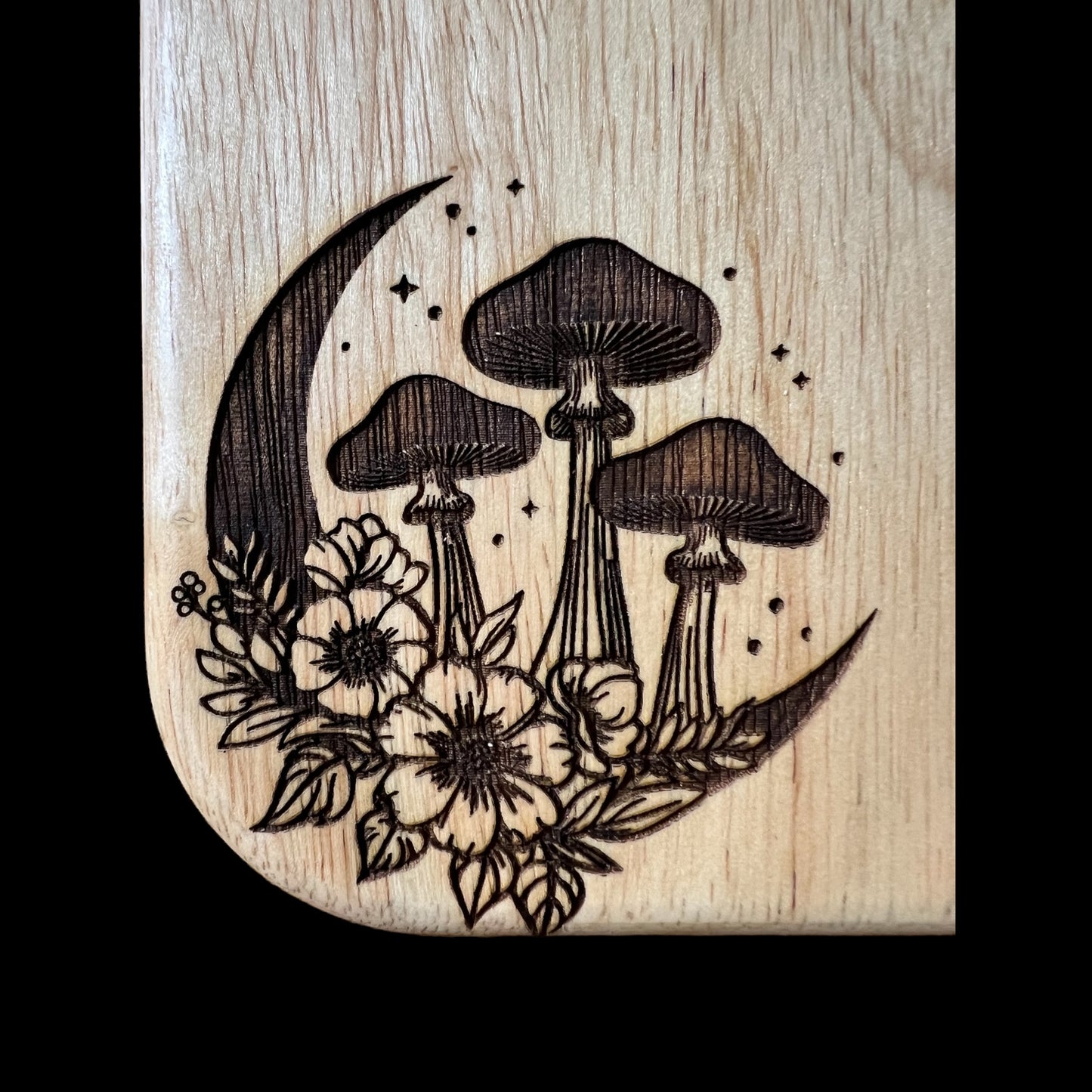 Enchanted Moon: Mushroom and Floral Bread/Cheese Board