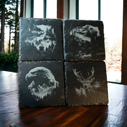 Wildlife Double Exposure Slate Coasters