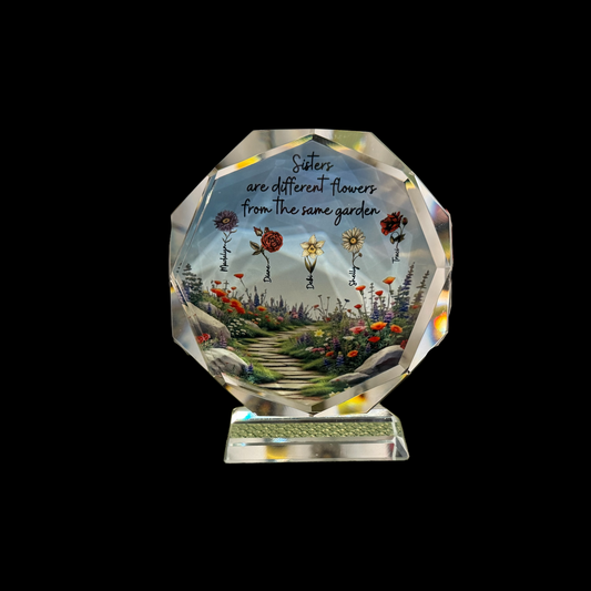 Personalized 4.5″ Crystal Octagon Plaque with Stand — Custom Image or Phrase